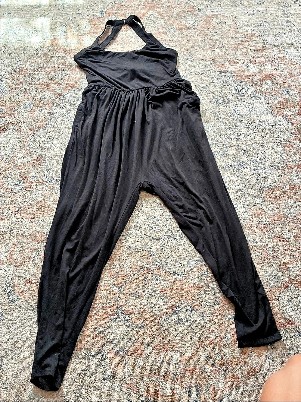 Halara Harempants Black Sleeveless Jumpsuit Like New